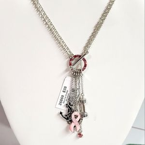 NWT COOKIE LEE crystal breast cancer fight necklace